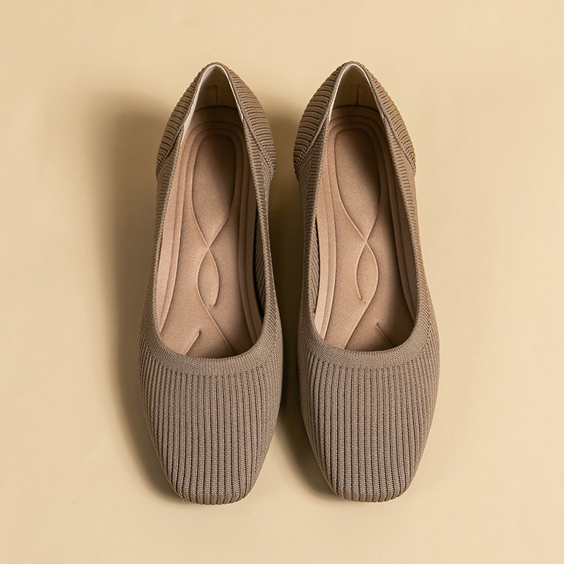 方頭王妃シューズ 太ヒールパンプス 4cmミドルヒール