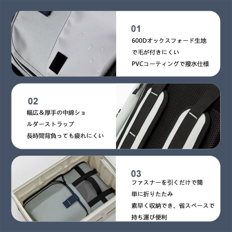 大容量ペットキャリーバックパック|拡張対応・通気設計