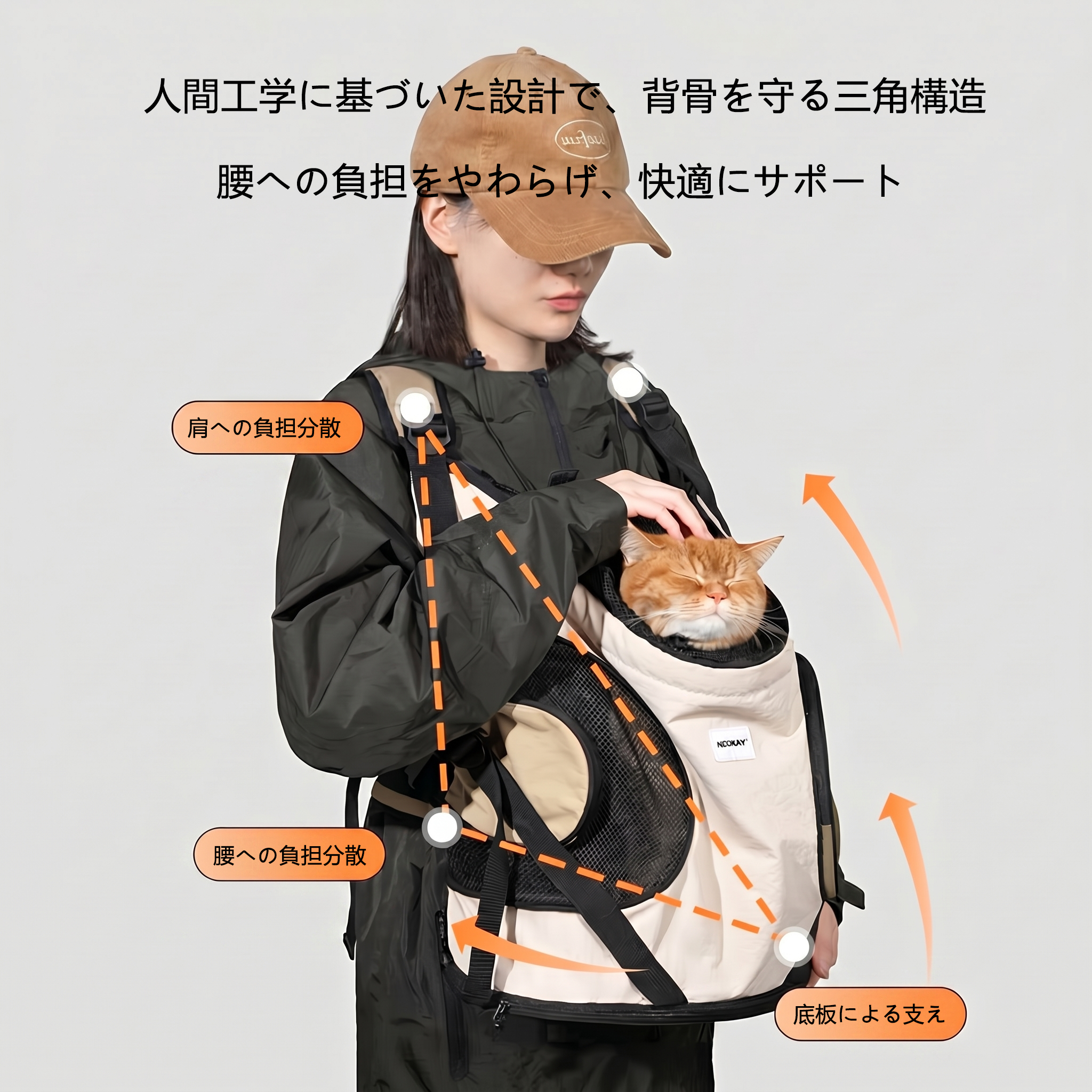 前抱きタイプ ペット用キャリーバックパック|猫・小型犬対応
