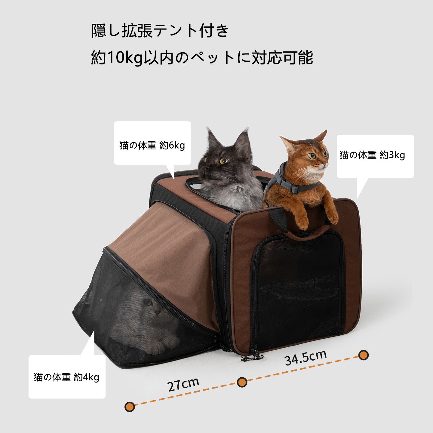 拡張式ペットキャリーバッグ|大容量・3WAY仕様