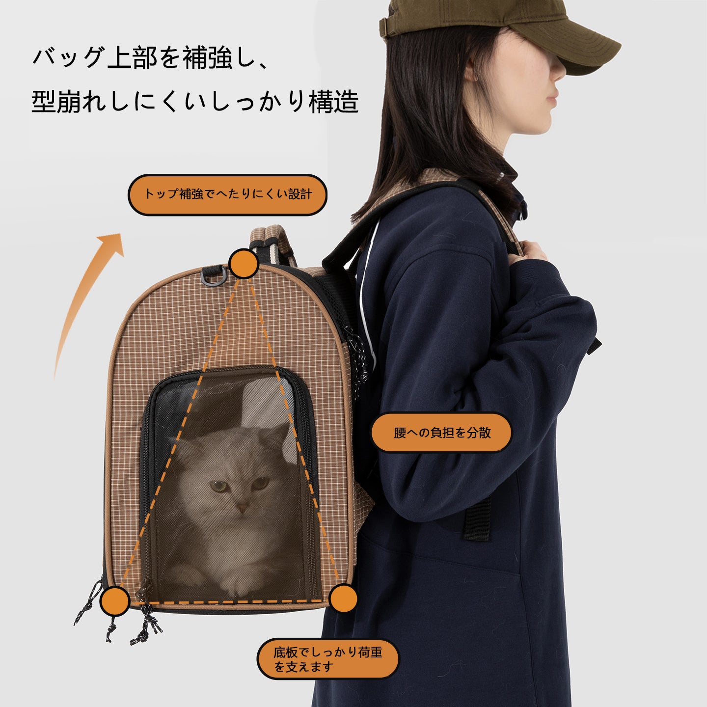 横長ワイドペットリュック|大容量・3面メッシュ開口・折りたたみ対応キャリーバッグ