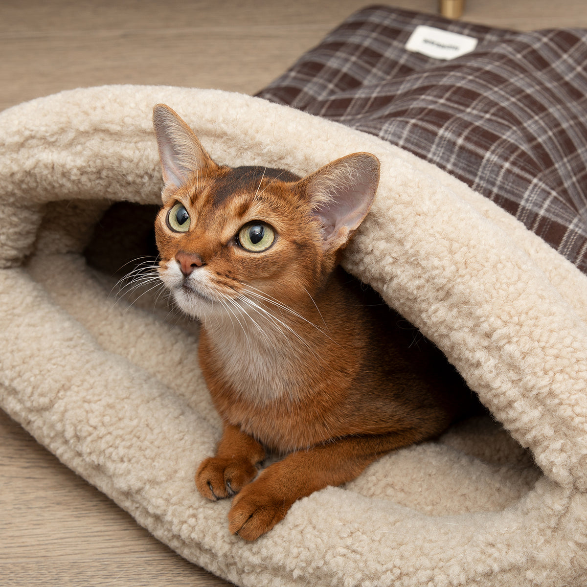 猫用寝袋|裏起毛・厚手・半密閉型・包み込むあったかベッド