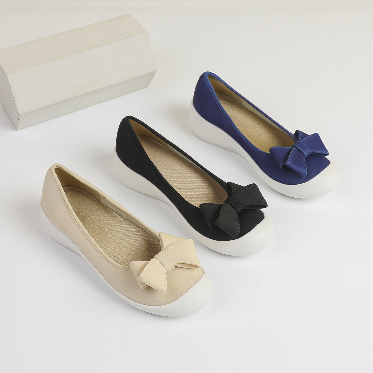 リボン厚底ウェッジシューズ 超軽量デザイン