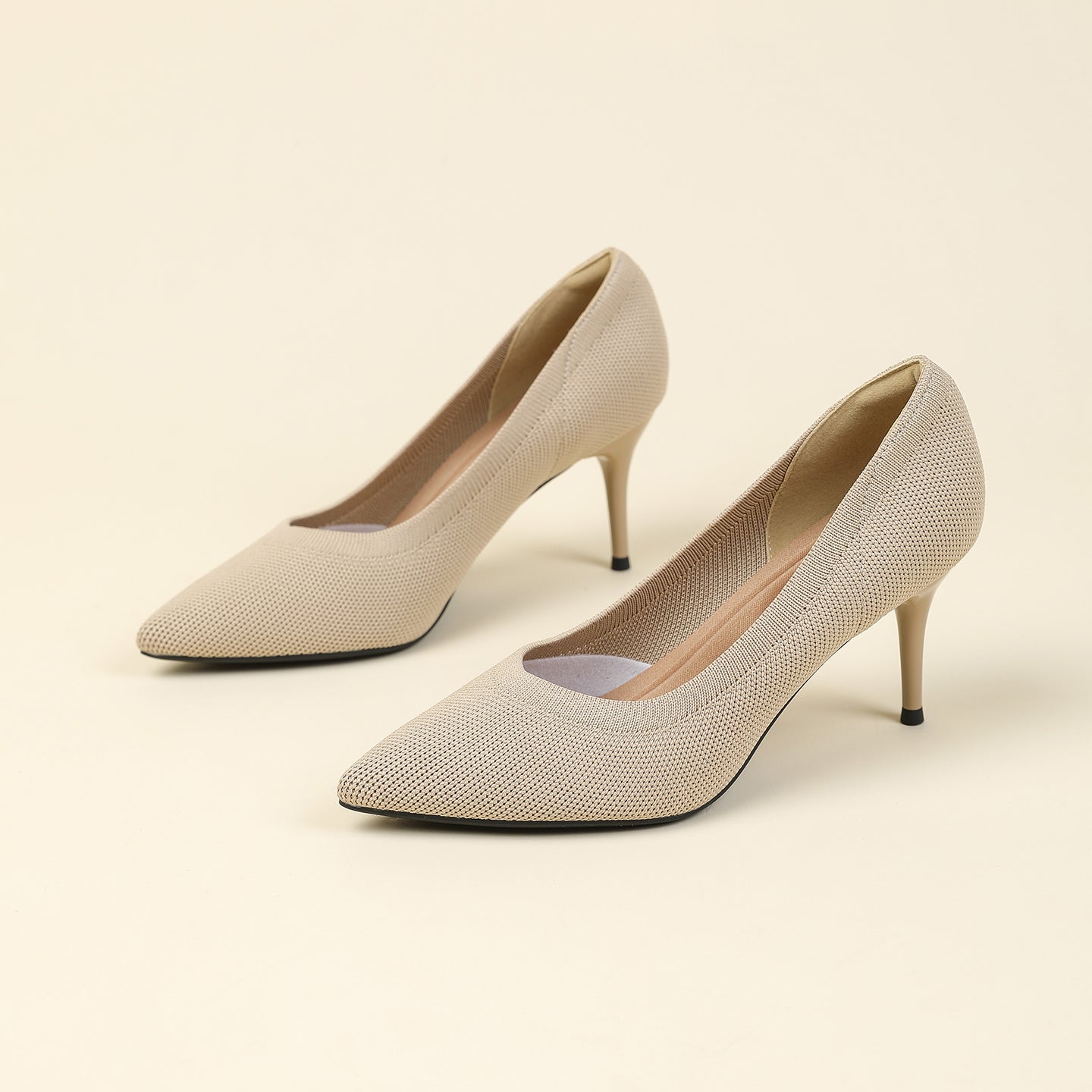 尖頭浅口スティレットヒールパンプス 7.5cmヒール