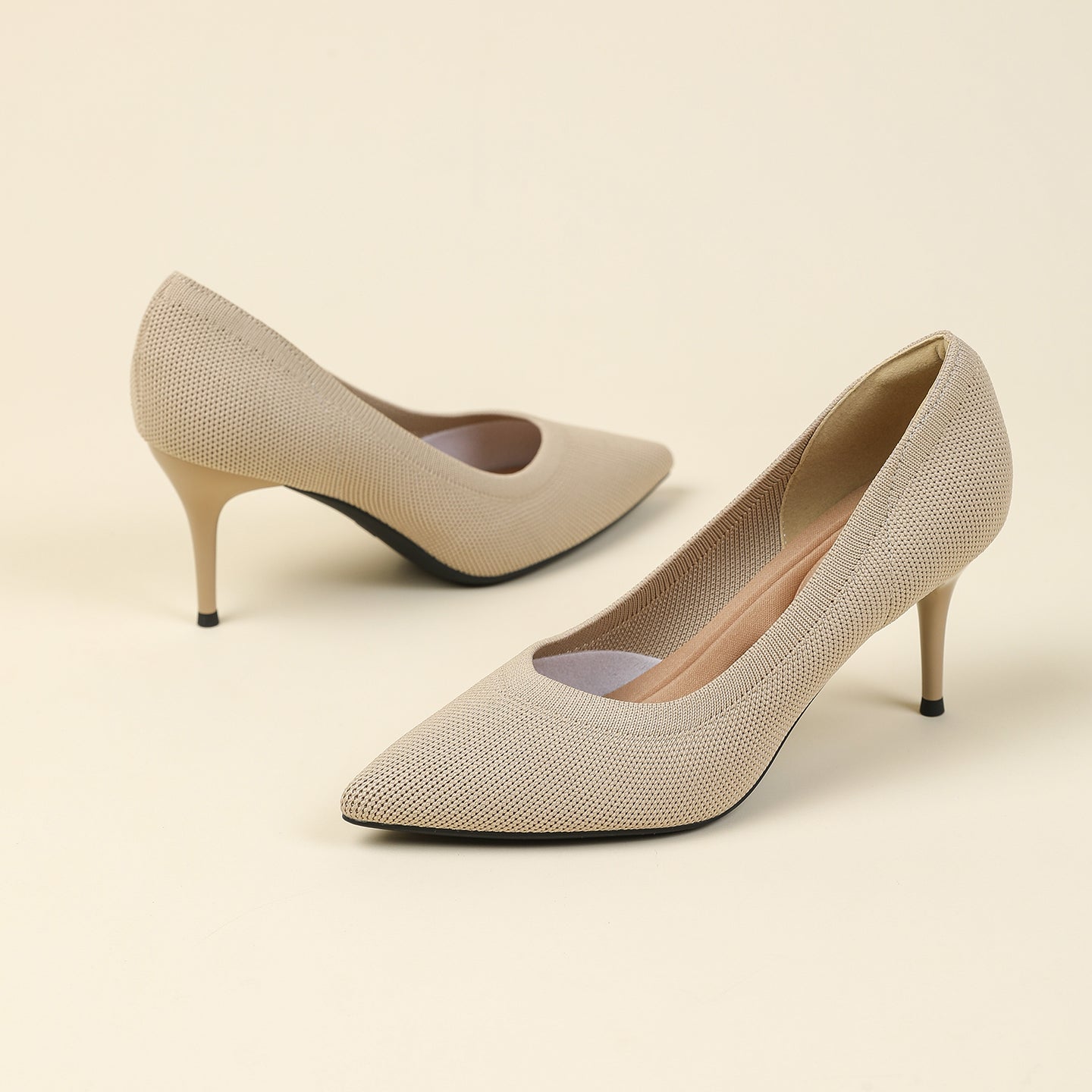 尖頭浅口スティレットヒールパンプス 7.5cmヒール