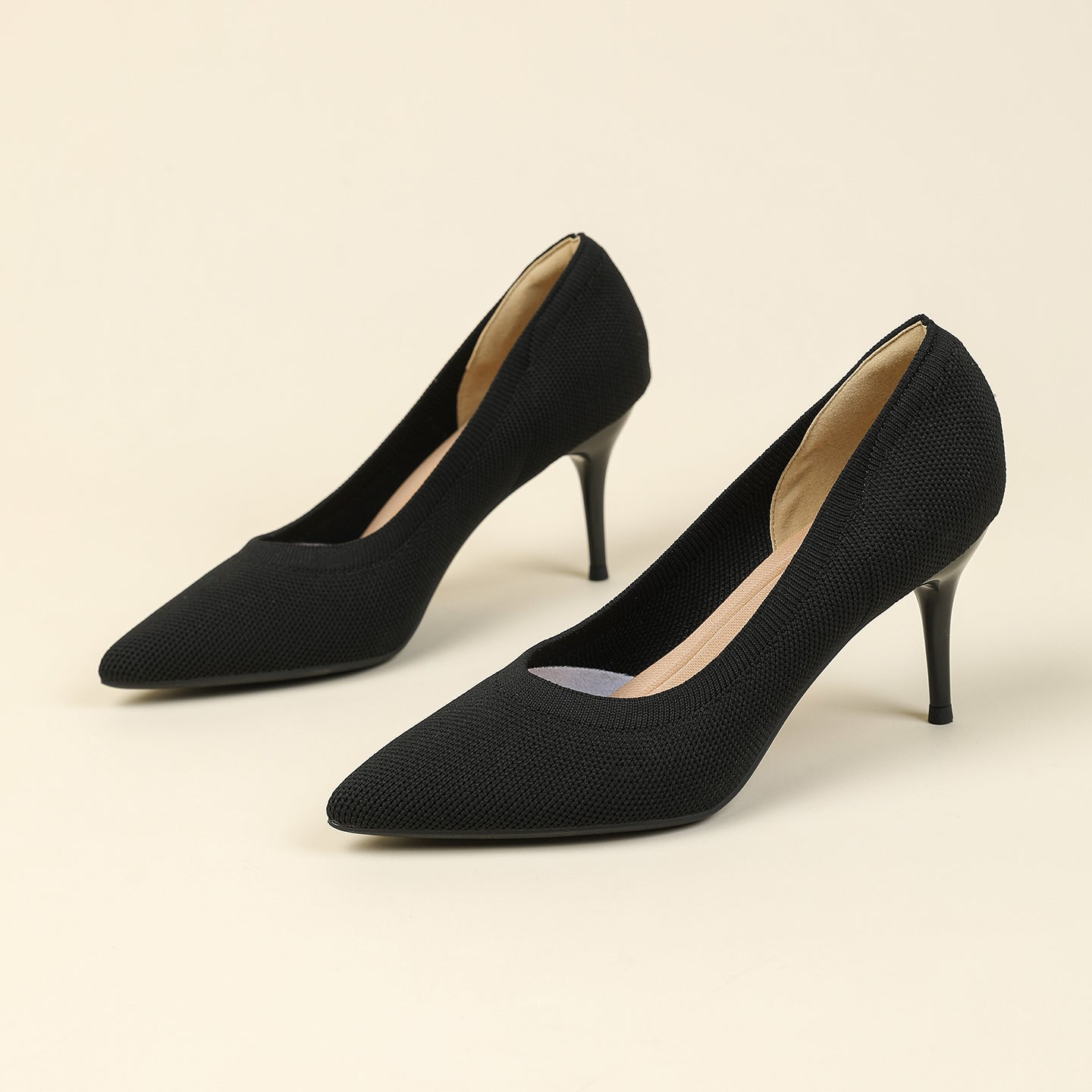 尖頭浅口スティレットヒールパンプス 7.5cmヒール