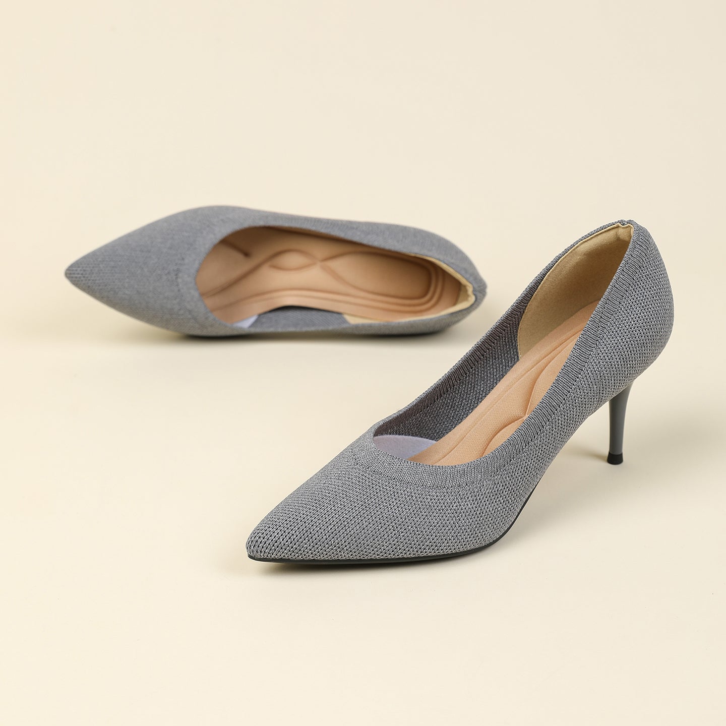 尖頭浅口スティレットヒールパンプス 7.5cmヒール