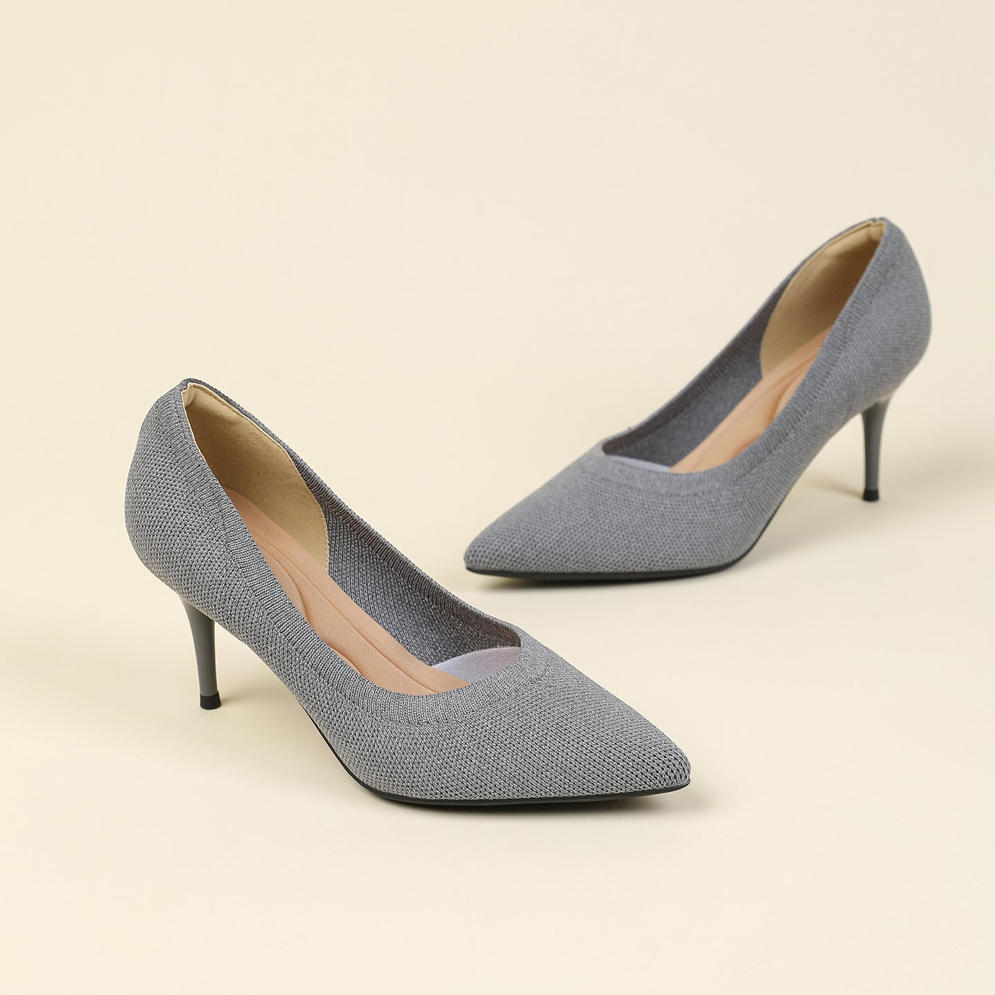 尖頭浅口スティレットヒールパンプス 7.5cmヒール