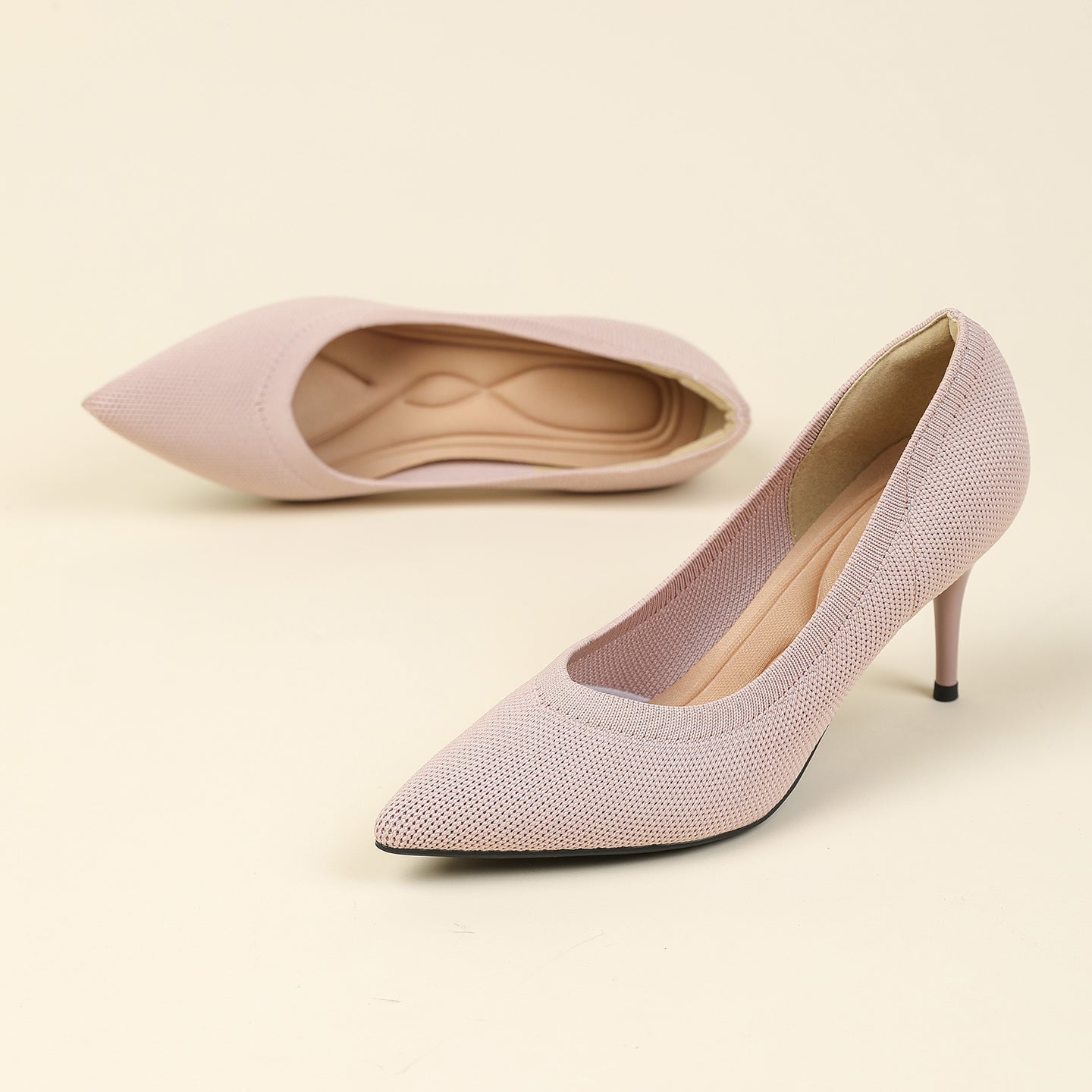 尖頭浅口スティレットヒールパンプス 7.5cmヒール