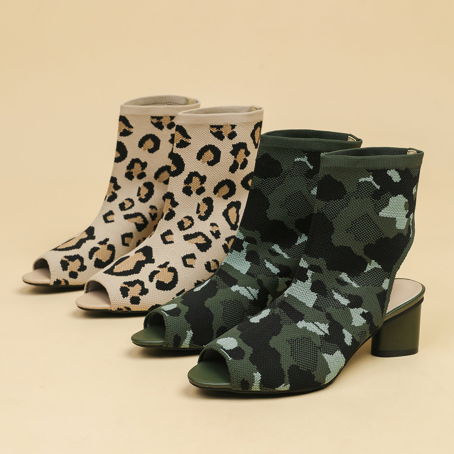 オープントゥ ポインテッドトゥ 5cmチャンキーヒール サンダル