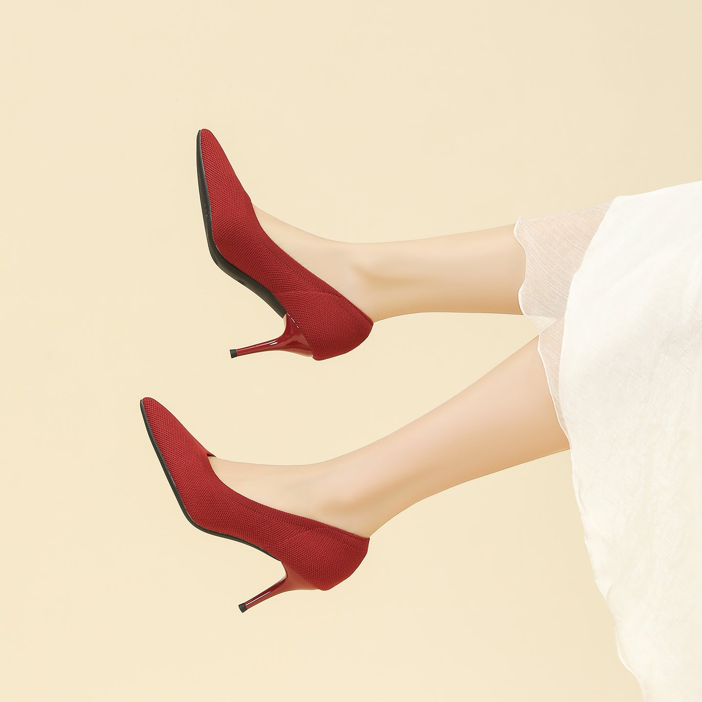 尖頭浅口スティレットヒールパンプス 7.5cmヒール