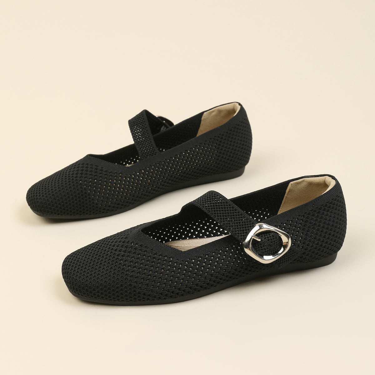 メッシュ ストラップ メリージェン フラットシューズ