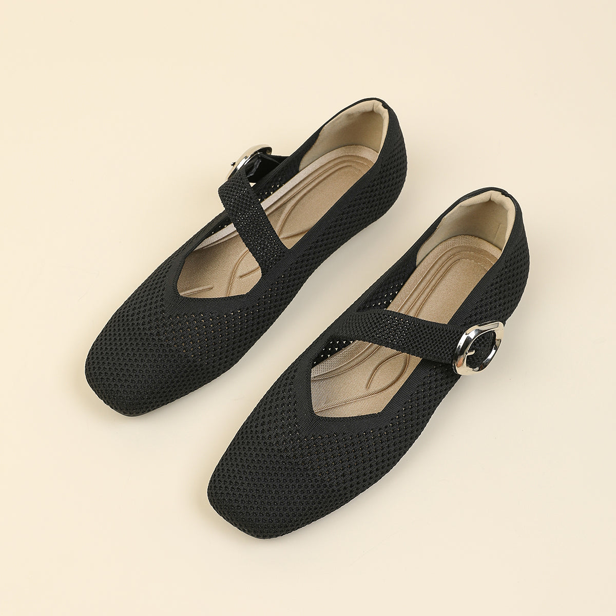 メッシュ ストラップ メリージェン フラットシューズ