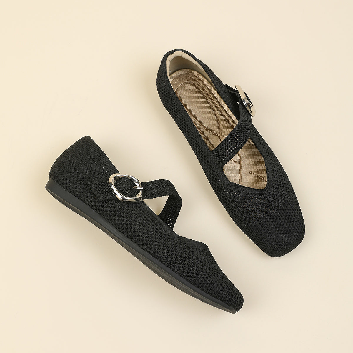 メッシュ ストラップ メリージェン フラットシューズ