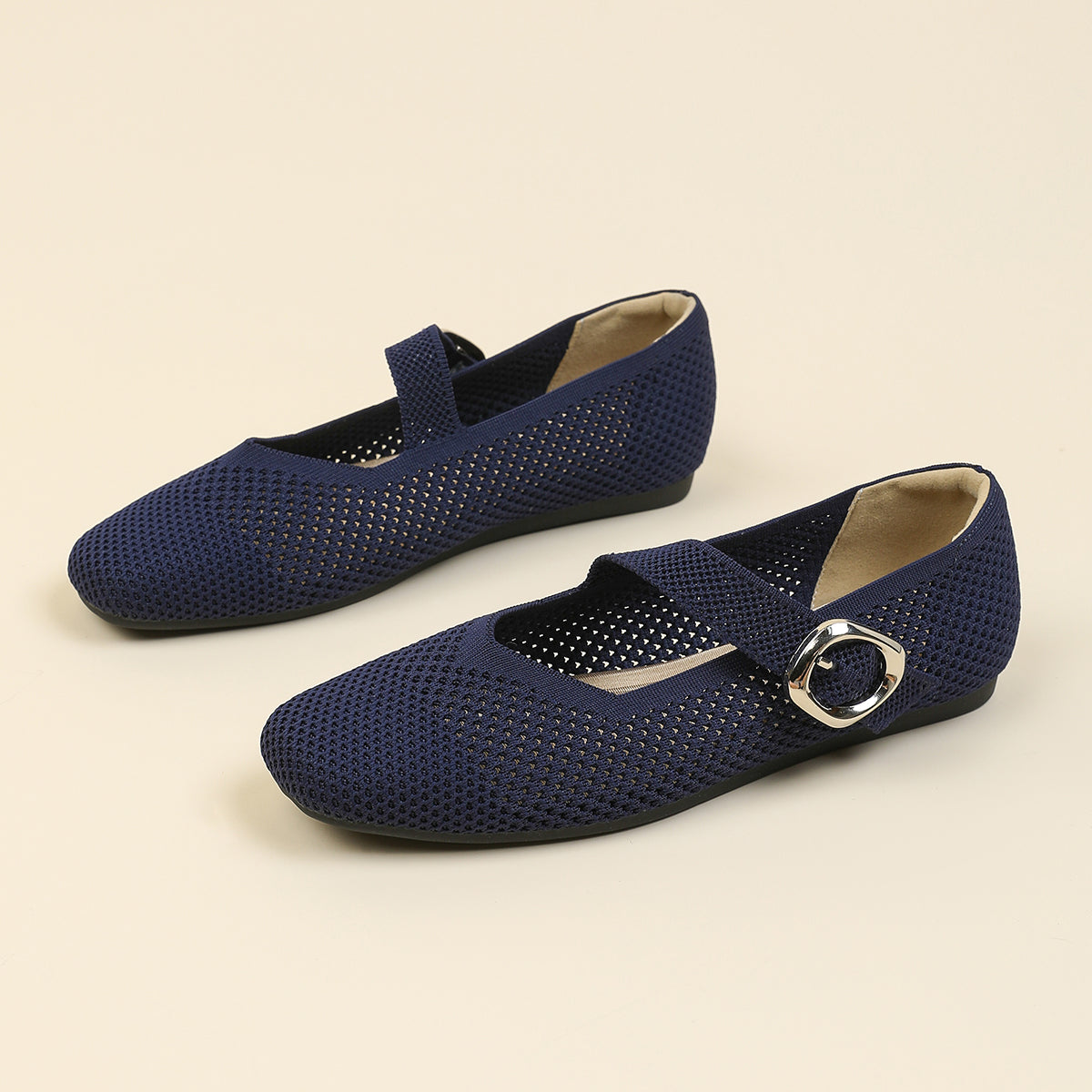 メッシュ ストラップ メリージェン フラットシューズ