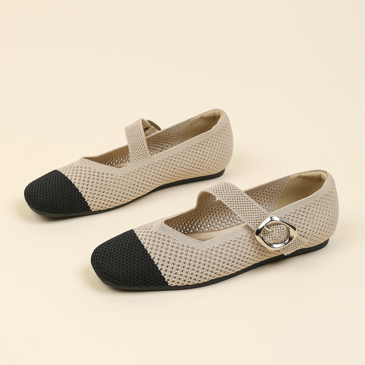 メッシュ ストラップ メリージェン フラットシューズ