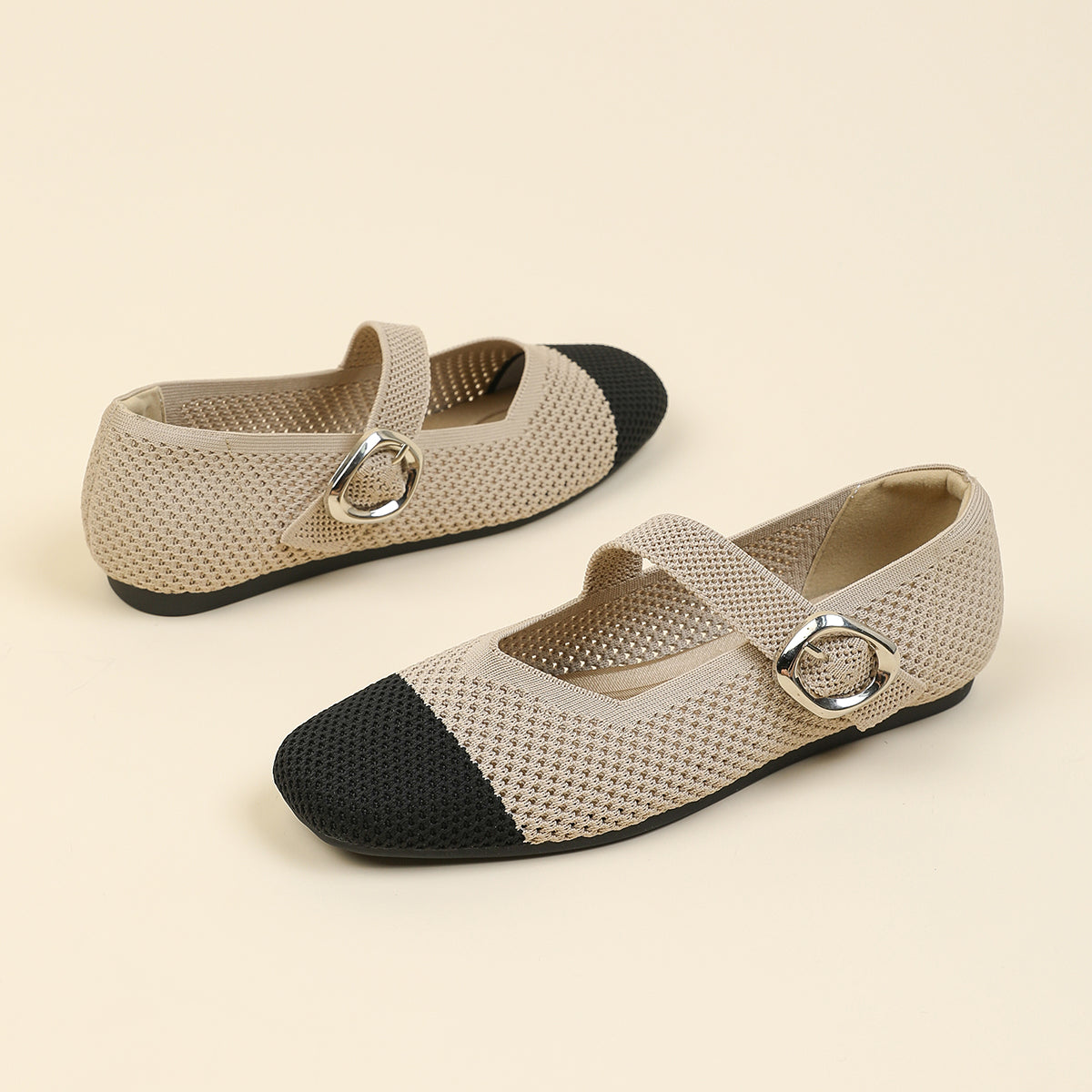 メッシュ ストラップ メリージェン フラットシューズ