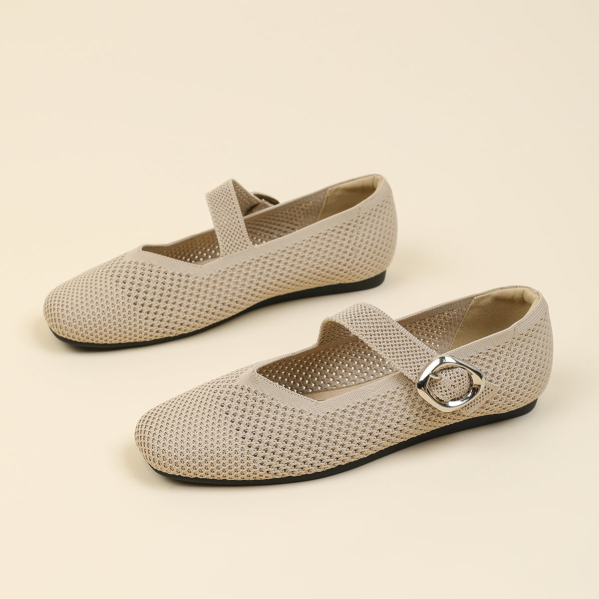 メッシュ ストラップ メリージェン フラットシューズ