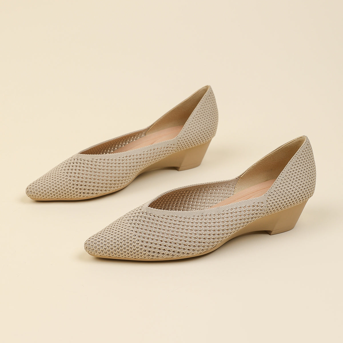 尖頭 メッシュ ウェッジシューズ レディース