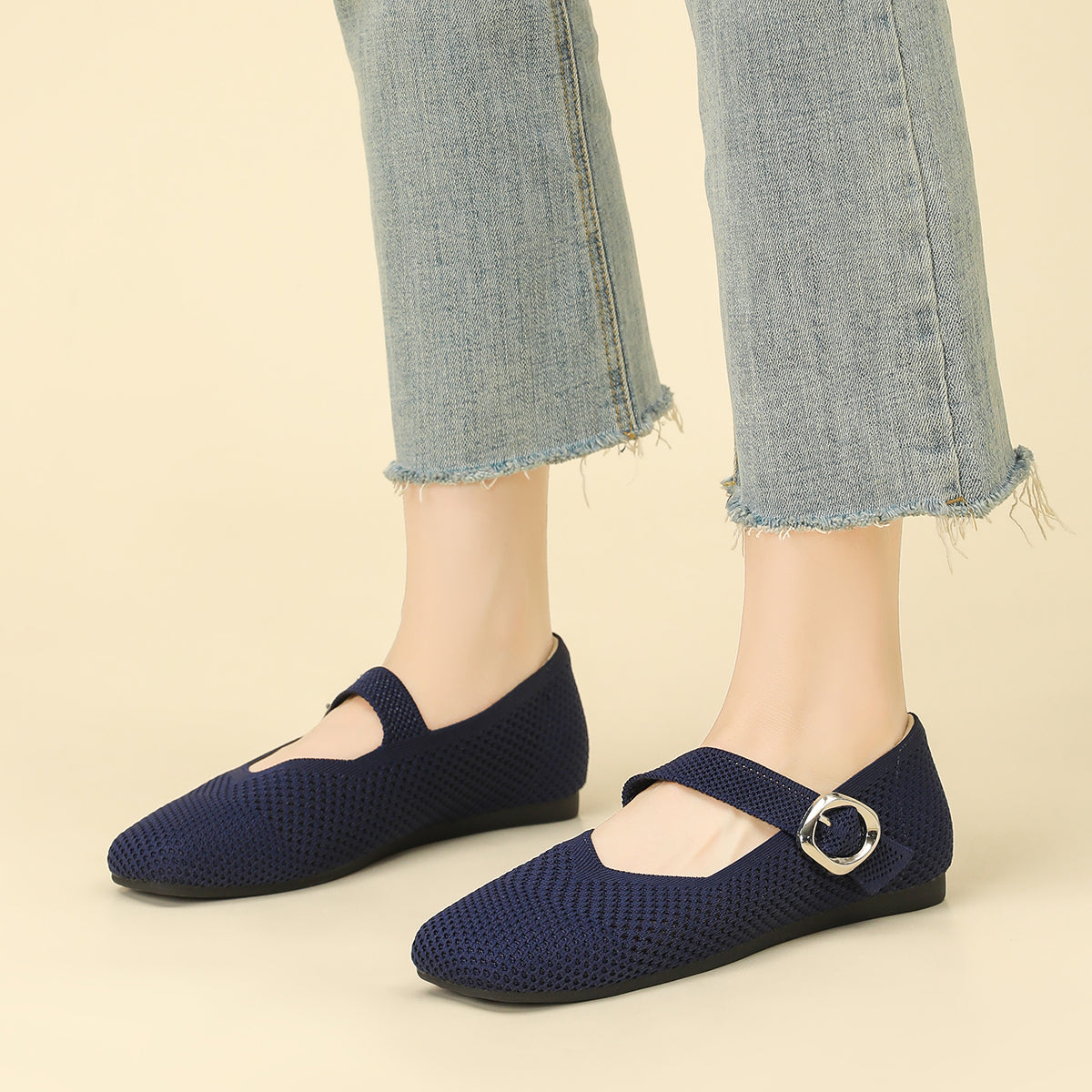 メッシュ ストラップ メリージェン フラットシューズ