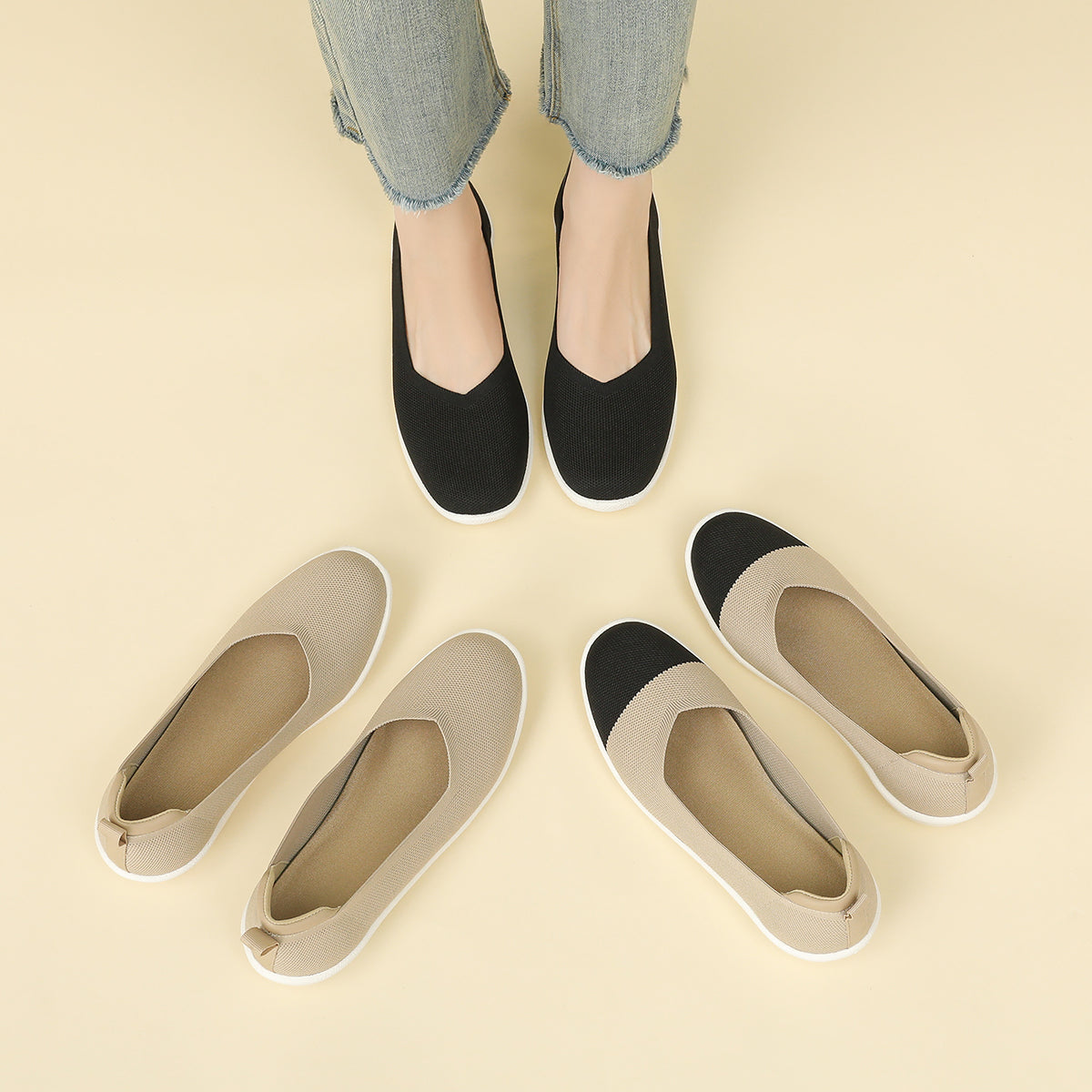 ラウンドトゥニット厚底ローファー