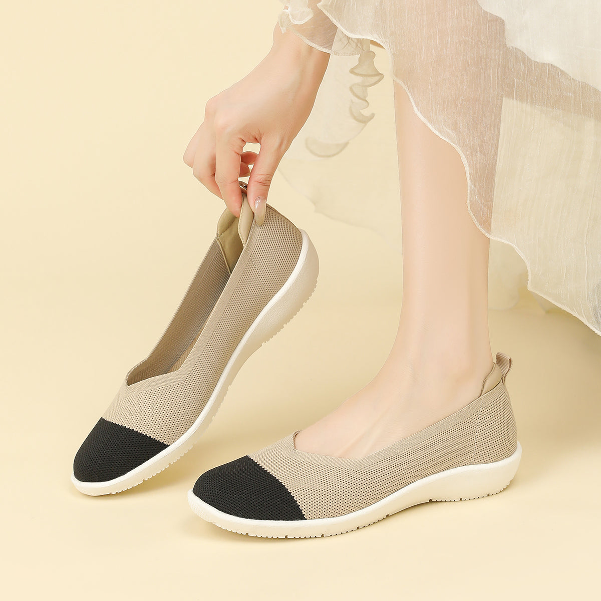 ラウンドトゥニット厚底ローファー