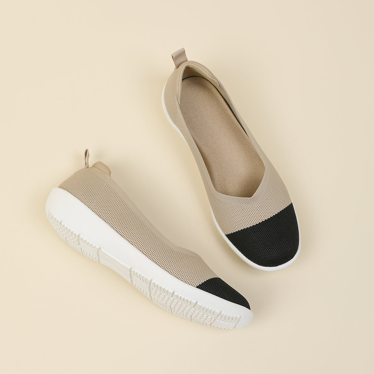 ラウンドトゥニット厚底ローファー