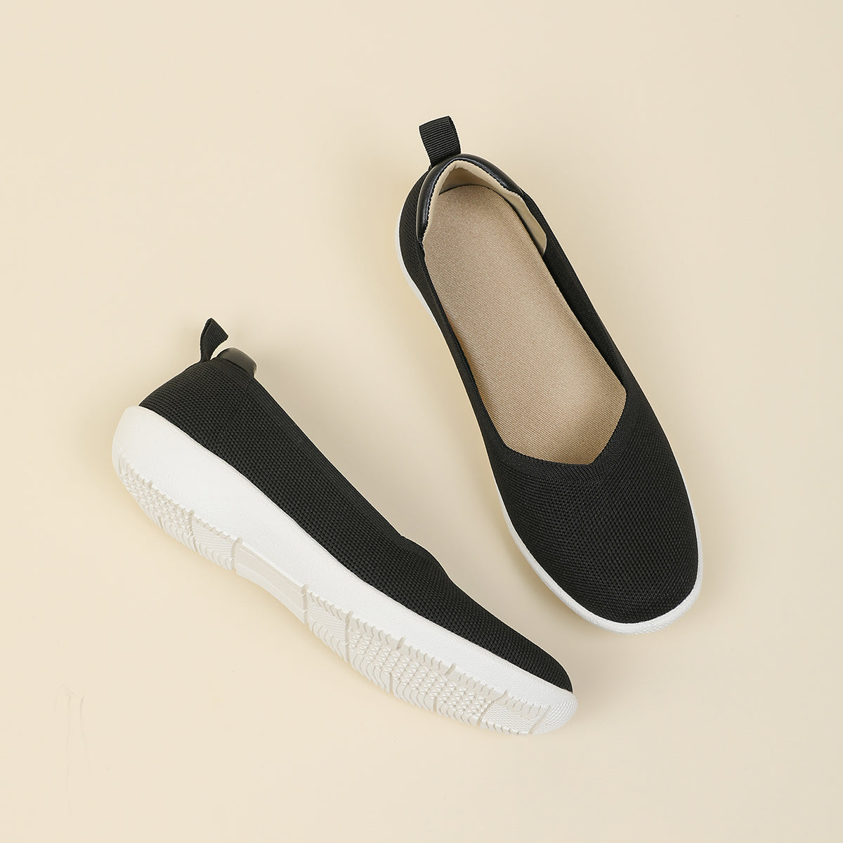 ラウンドトゥニット厚底ローファー