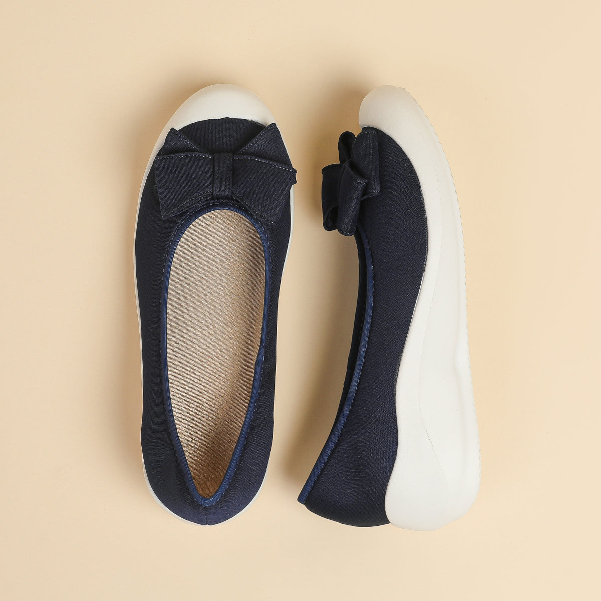 リボン厚底ウェッジシューズ 超軽量デザイン