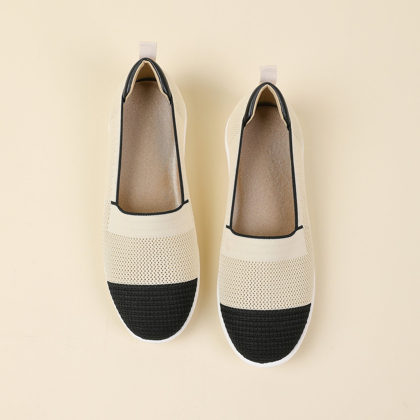 ニット切り替え 厚底 ローファー カジュアルシューズ