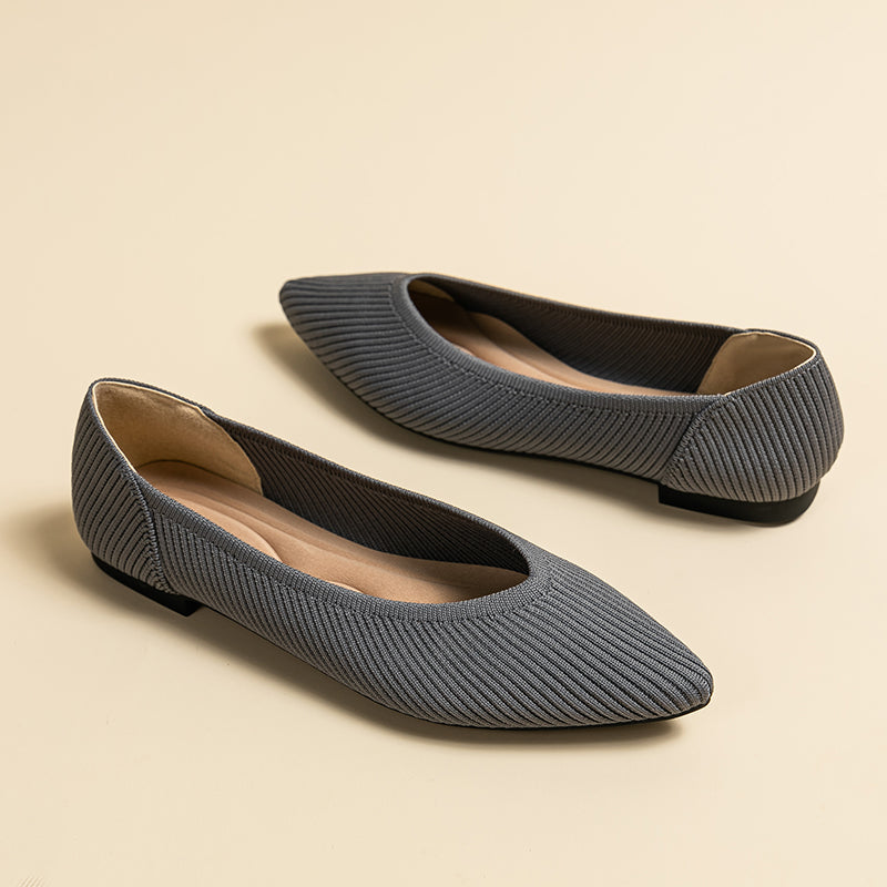 尖トゥ浅口フラットシューズ(カジュアルパンプス)