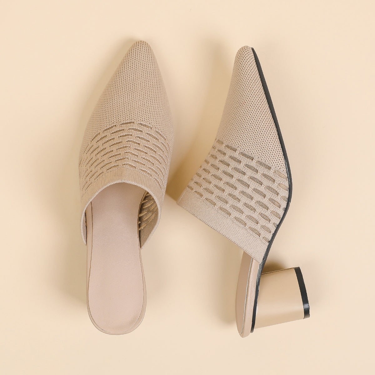 尖頭包頭 5cmチャンキーヒール サンダル