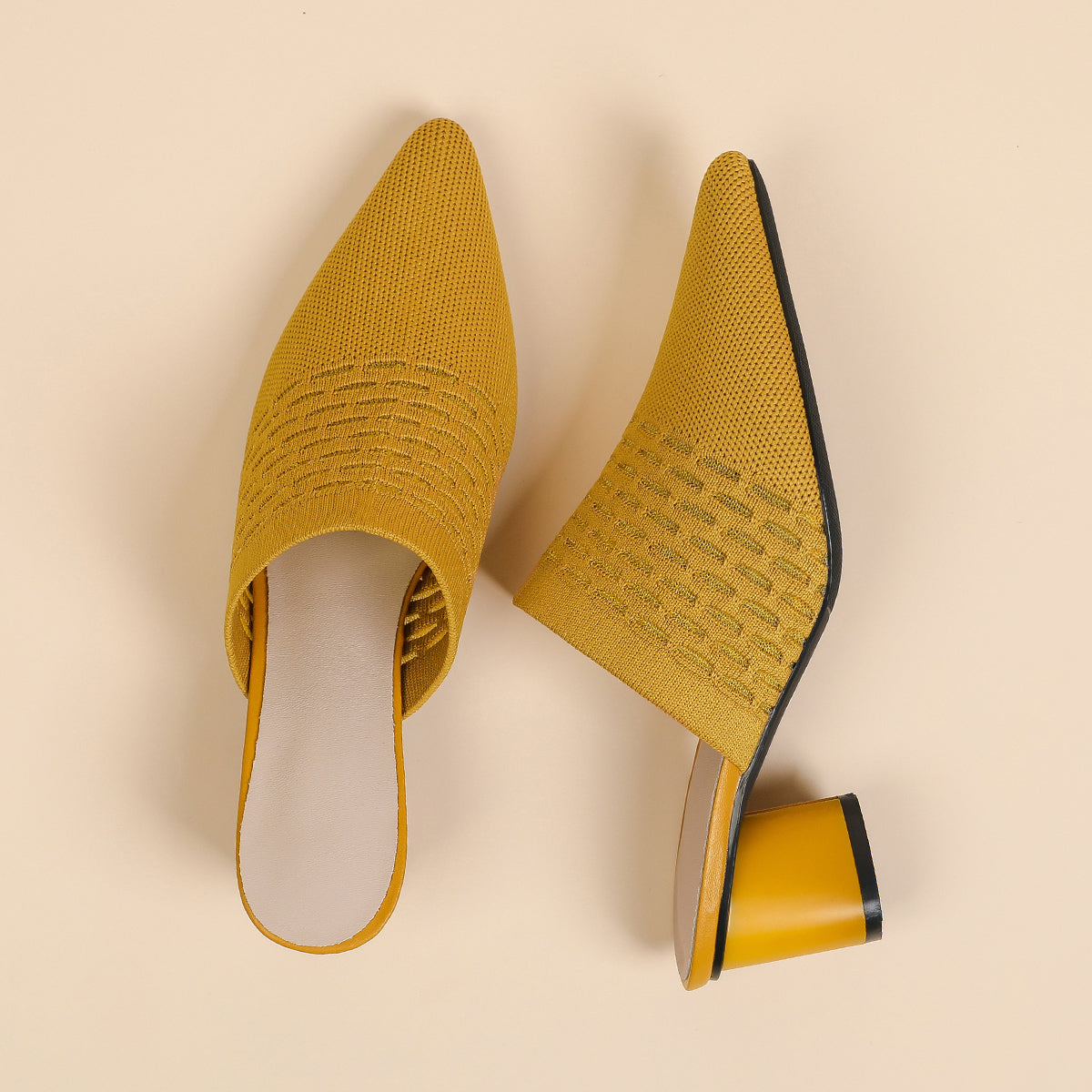 尖頭包頭 5cmチャンキーヒール サンダル