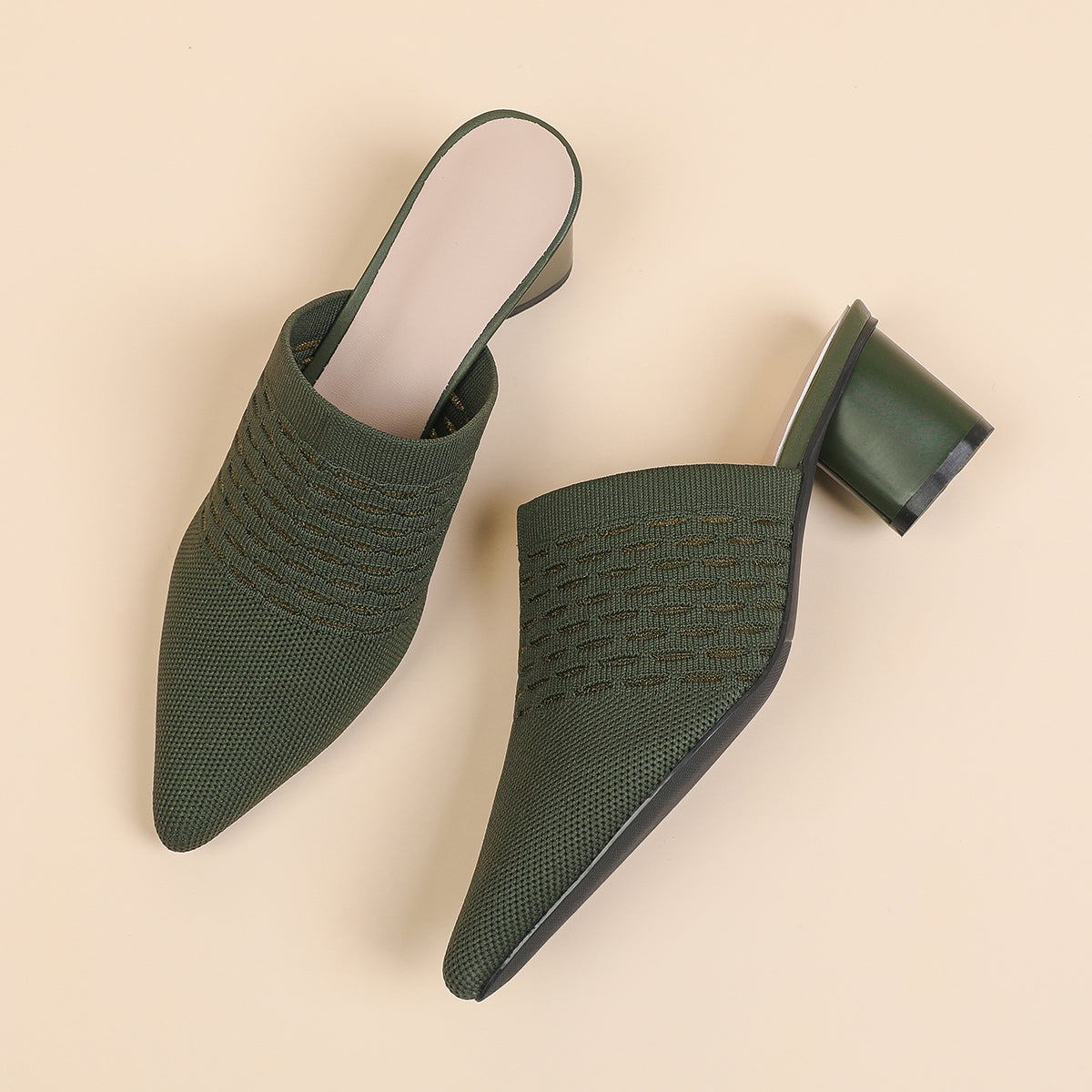 尖頭包頭 5cmチャンキーヒール サンダル