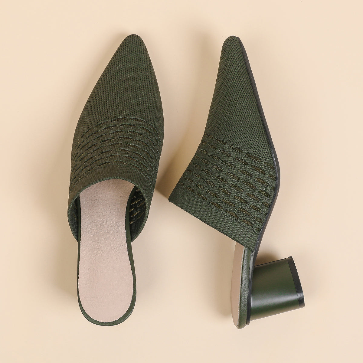 尖頭包頭 5cmチャンキーヒール サンダル