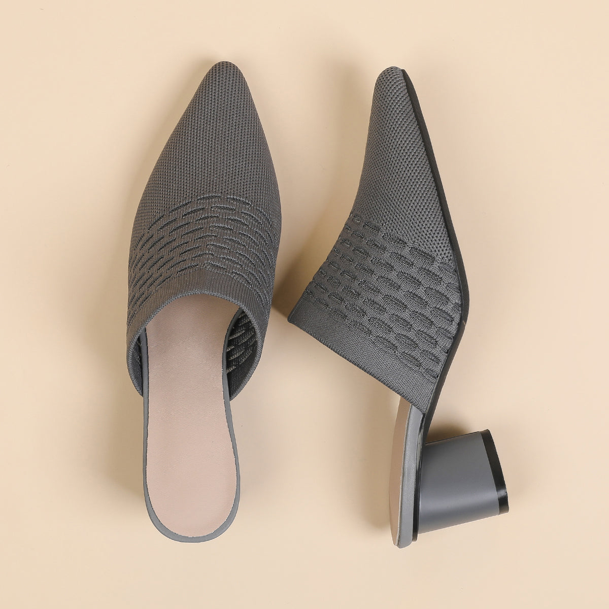 尖頭包頭 5cmチャンキーヒール サンダル