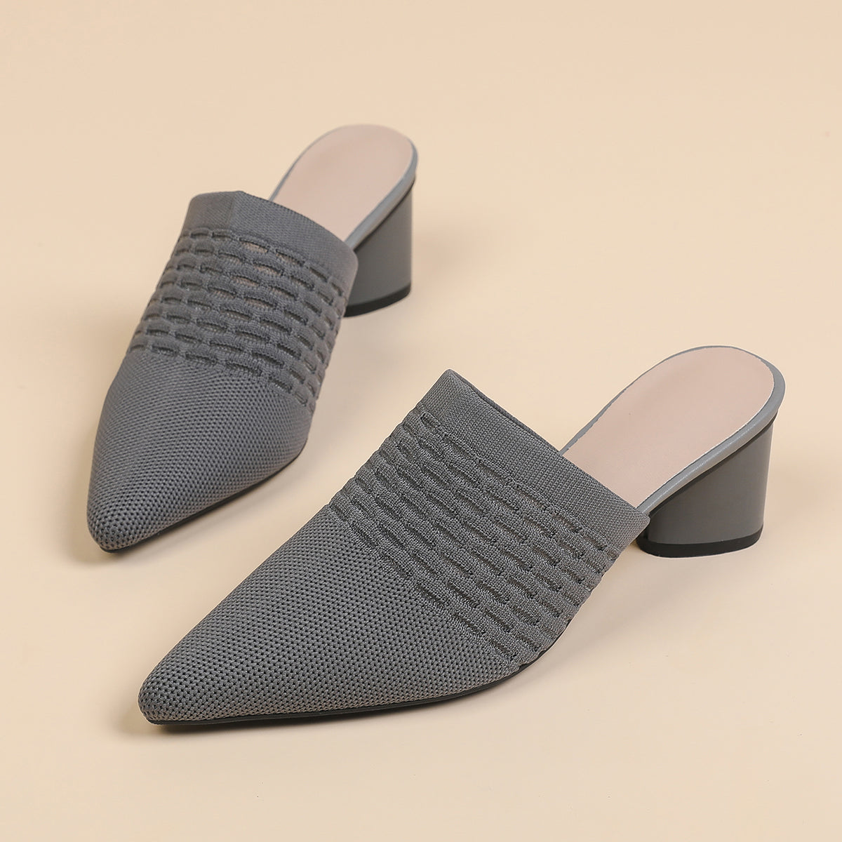 尖頭包頭 5cmチャンキーヒール サンダル