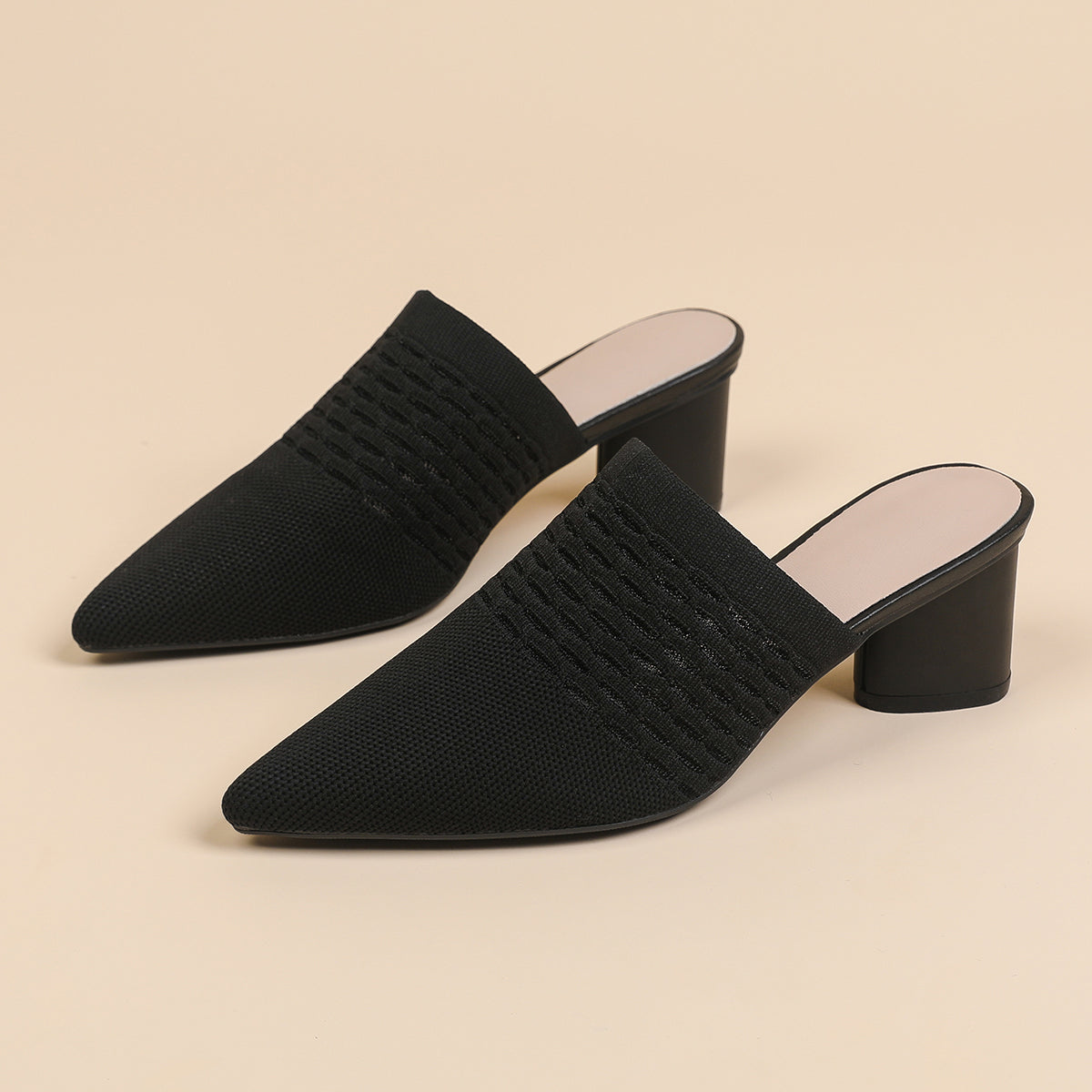 尖頭包頭 5cmチャンキーヒール サンダル