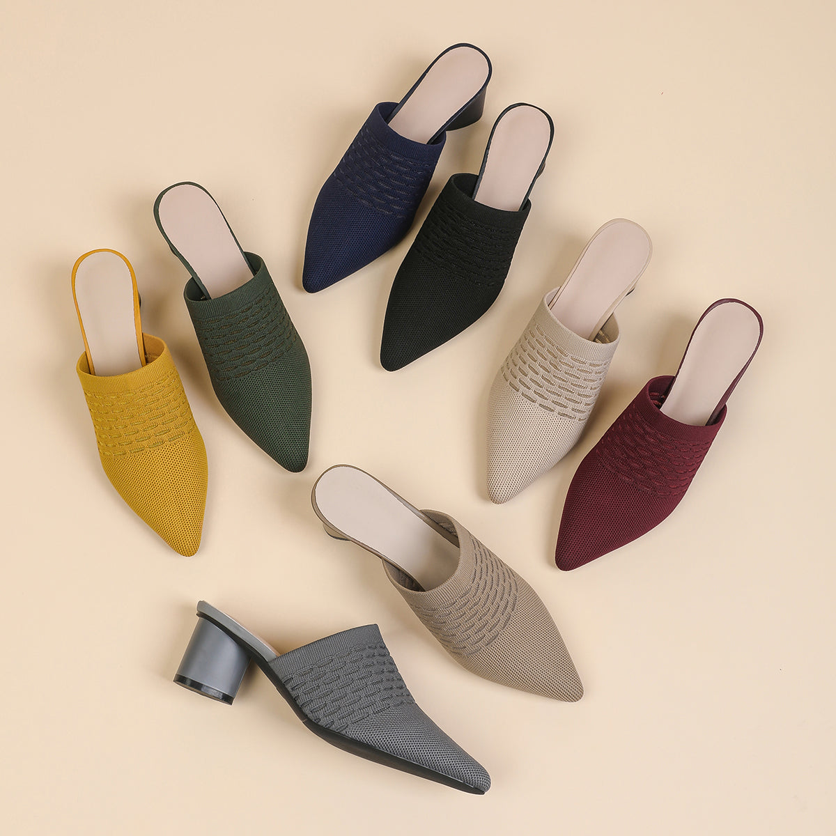 尖頭包頭 5cmチャンキーヒール サンダル