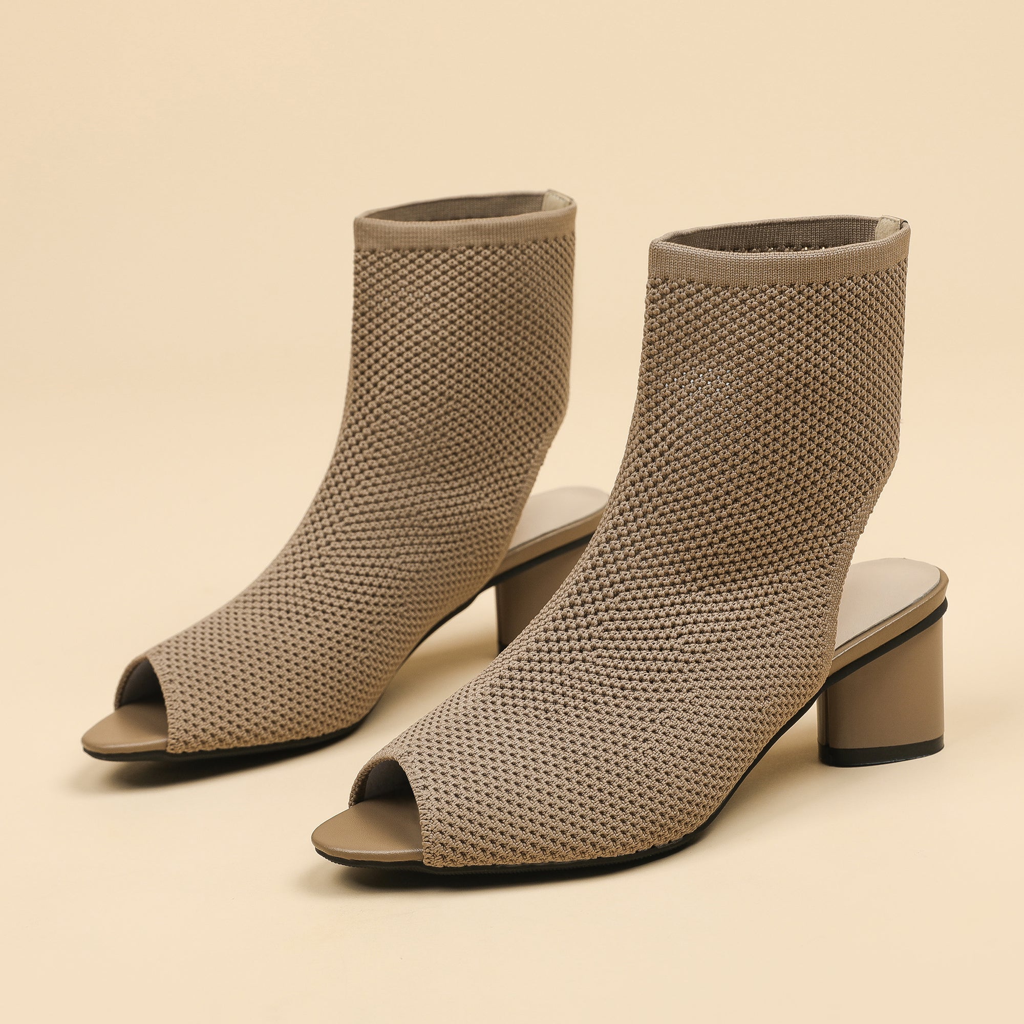 オープントゥ ポインテッドトゥ 5cmチャンキーヒール サンダル