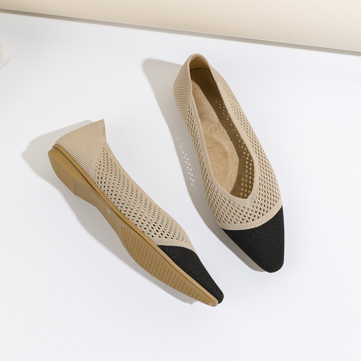 レディース ニット平底シューズ 通気性 軽量 快適