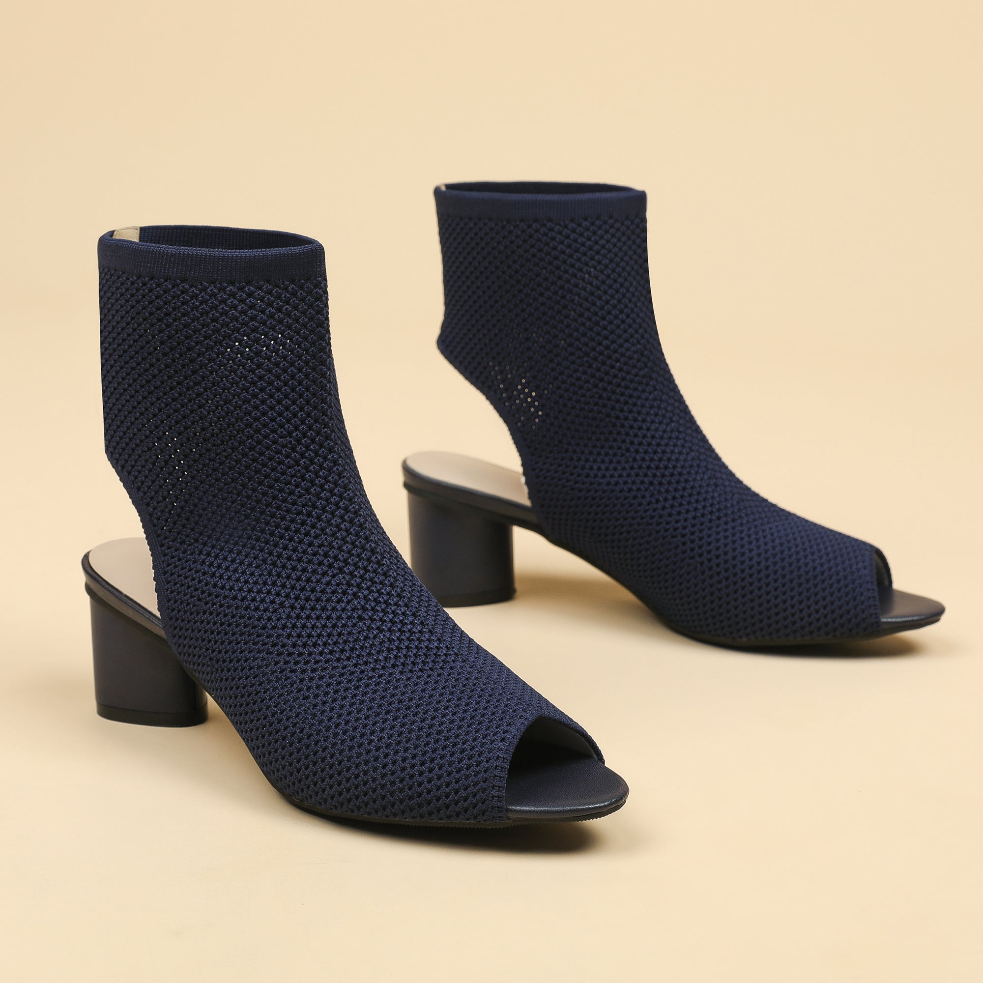 オープントゥ ポインテッドトゥ 5cmチャンキーヒール サンダル