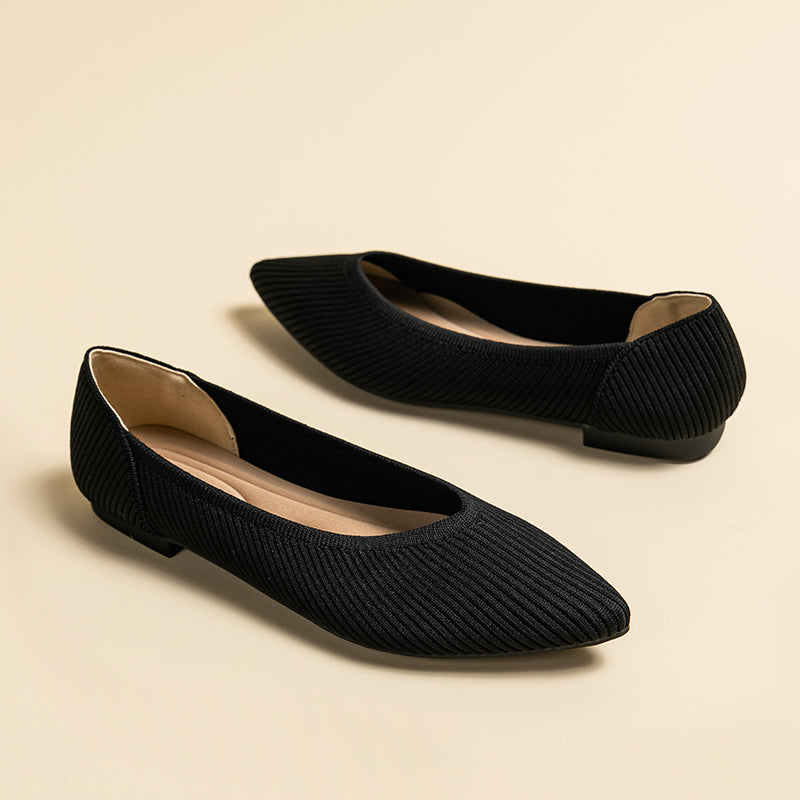 尖トゥ浅口フラットシューズ(カジュアルパンプス)