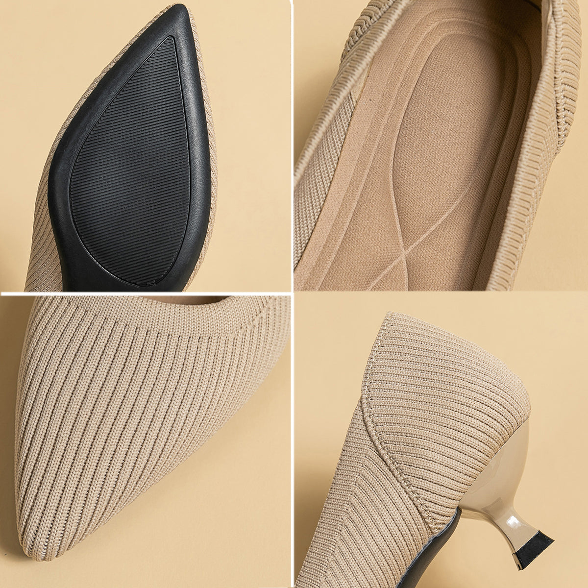 尖ったトゥの浅口プリンセスパンプス・ミドルハイヒール