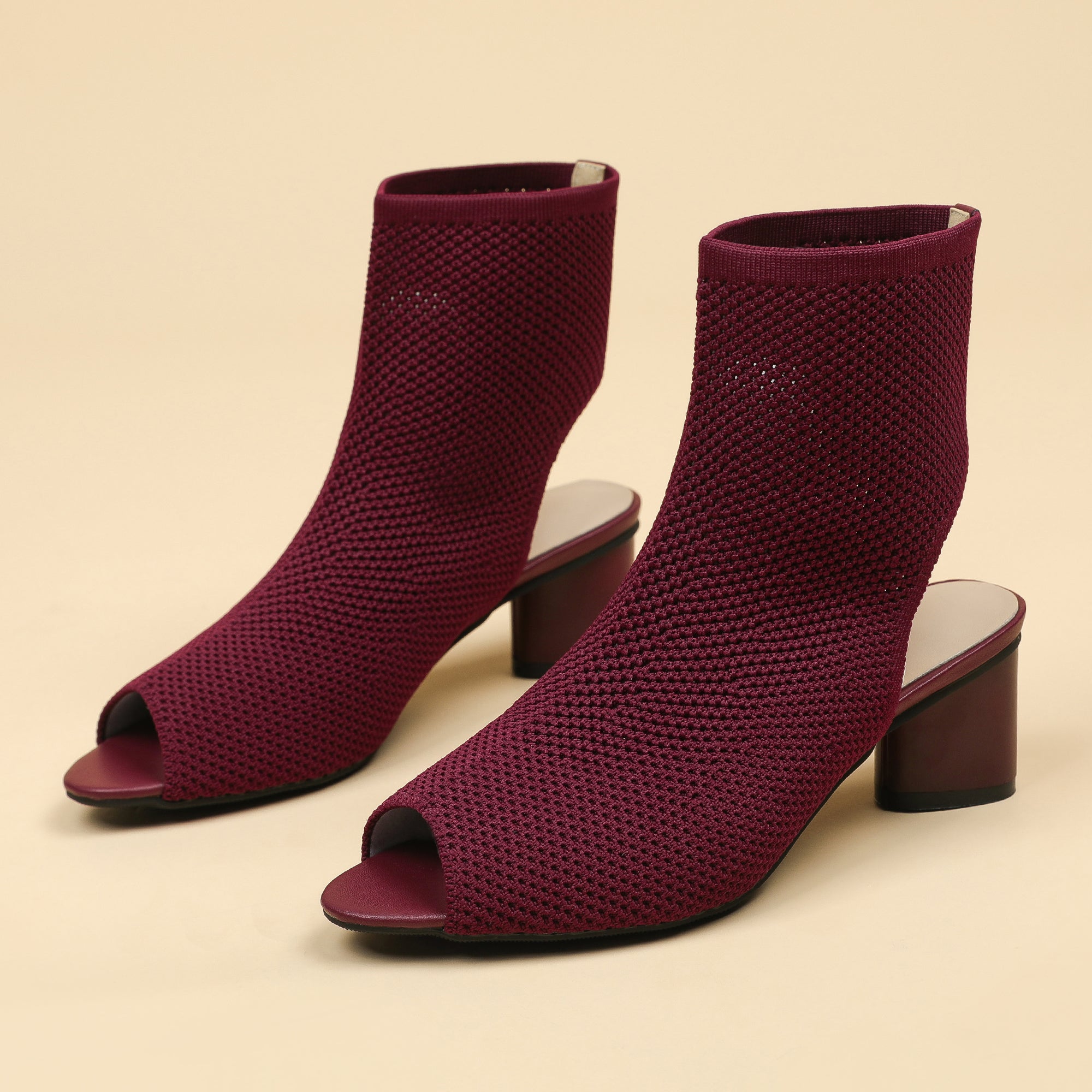 オープントゥ ポインテッドトゥ 5cmチャンキーヒール サンダル