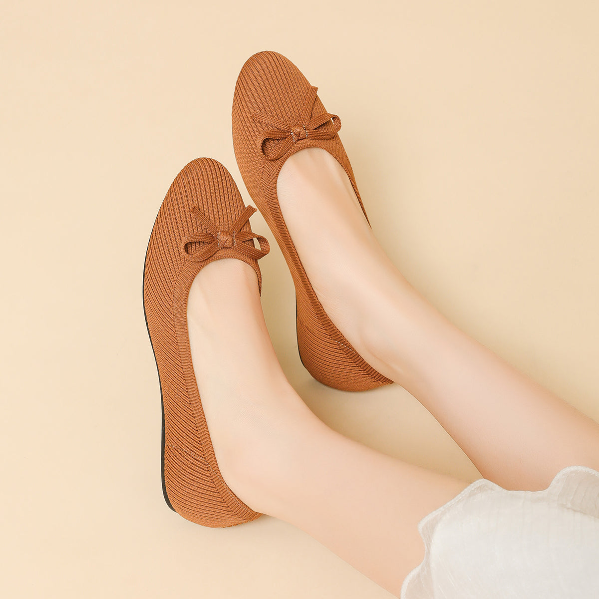リボン付き カジュアル フラットシューズ