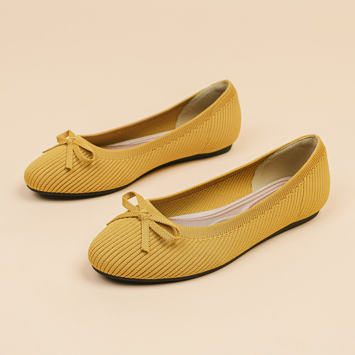 リボン付き カジュアル フラットシューズ