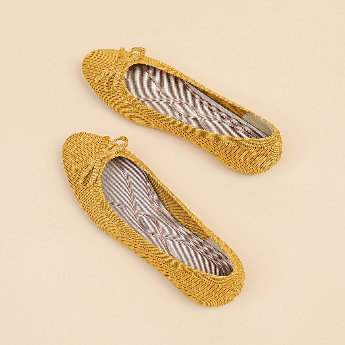 リボン付き カジュアル フラットシューズ