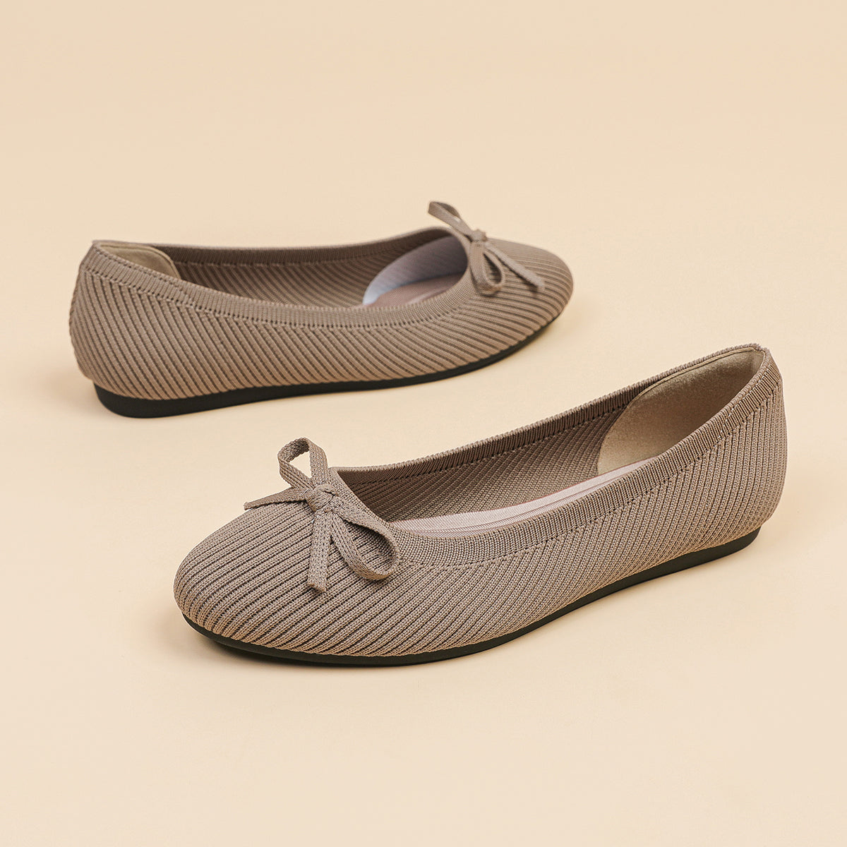 リボン付き カジュアル フラットシューズ