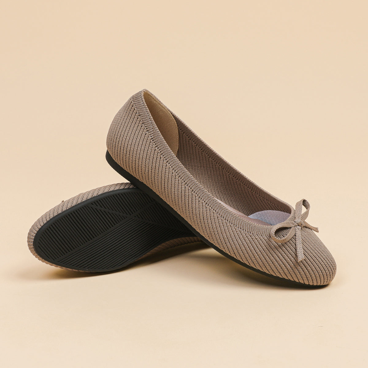 リボン付き カジュアル フラットシューズ